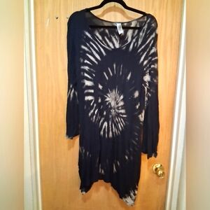 India Boutique Monochrome Tie-Dye Tunic/Dress One Size